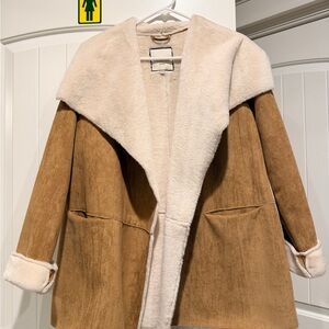 Collection Bagatelle Tan and Cream Teddy Shearling Jacket